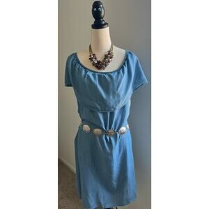 NWT Old Navy Chambray Blue Off Shoulder MIDI Shift Dress Size XL